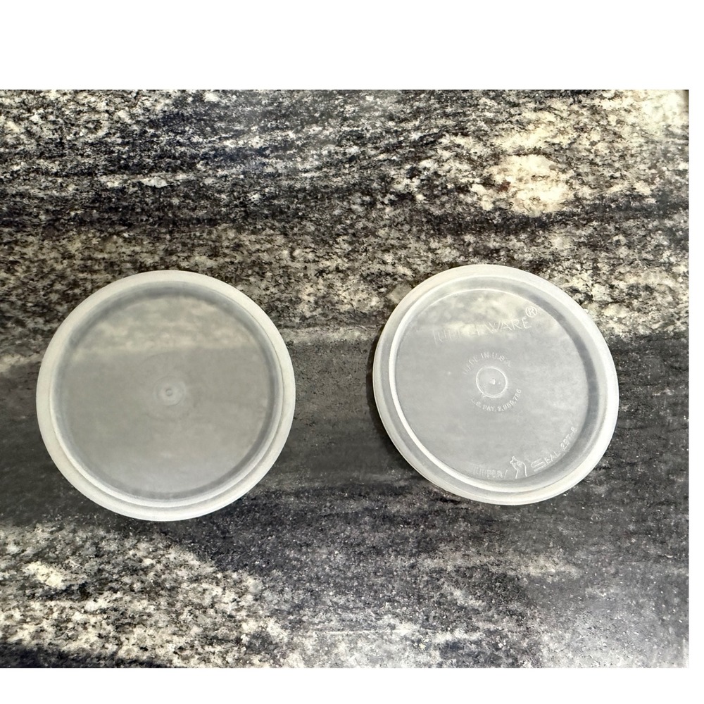 Tupperware Replacement Lids 297-8 Sheer Frosted Round Seals Set of 2 Vintage